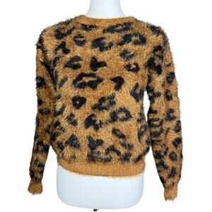 Callahan Leopard Fuzzy Pullover Sweater XS